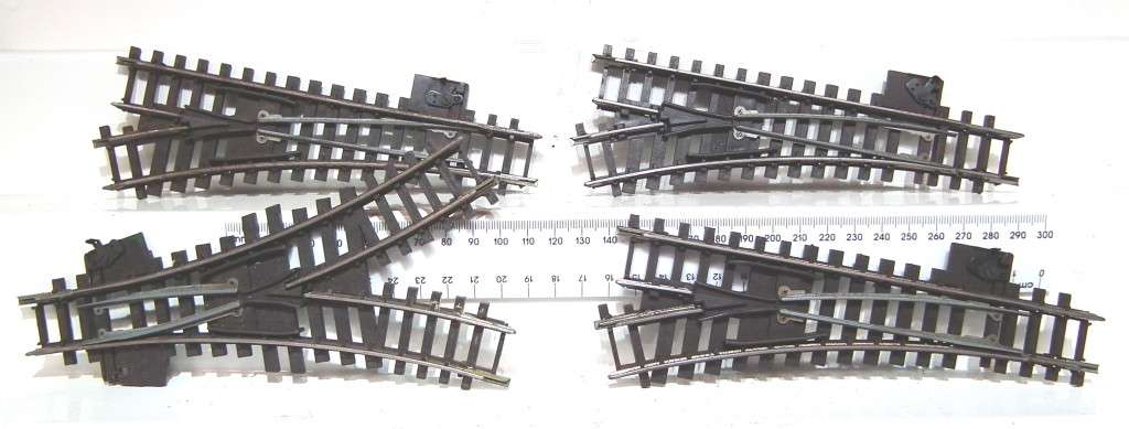 TRI-ANG OO:  4pc Vintage Solid Metal, High Profile Mixed Points in Fair Used Condition.(England)