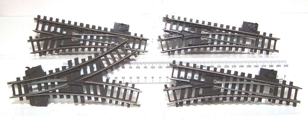 TRI-ANG OO:  4pc Vintage Solid Metal, High Profile Mixed Points in Fair Used Condition.(England)