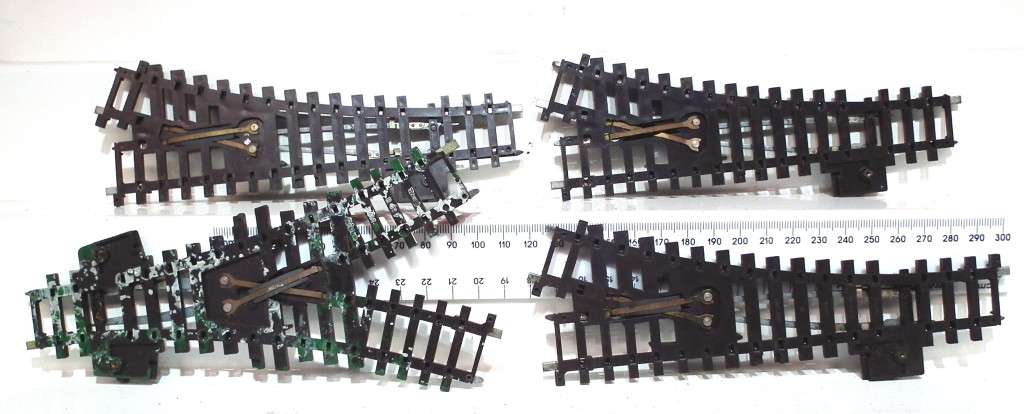 TRI-ANG OO:  4pc Vintage Solid Metal, High Profile Mixed Points in Fair Used Condition.(England)