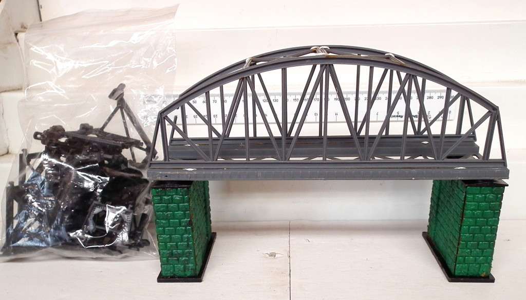 HELJAN HO:  Plastic Arch Bridge with Rock Pylons and Track Supports  in Fair Used Condition.