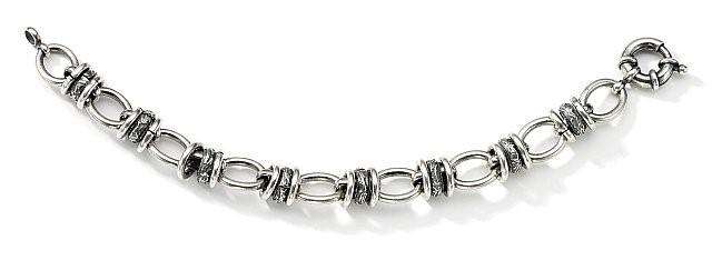 MIGLIO:  BURNISHED SILVER ECLECTIC CHAIN BRACELET