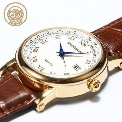 ROYAL TACHYMETER DATE ROSE GOLD LEATHER DATE, QUARTZ