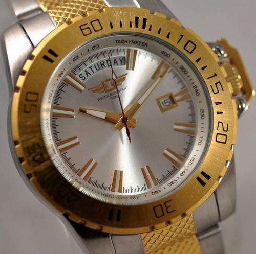 BRAND NEW INVICTA two tone DAY/DATE TACHYMETER QUARTZ 165 ft W/RESISTANT