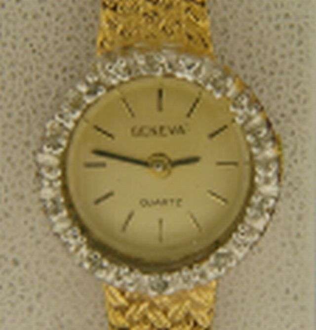 GENEVA LADIES GOLD DIAMOND DRESS WATCH