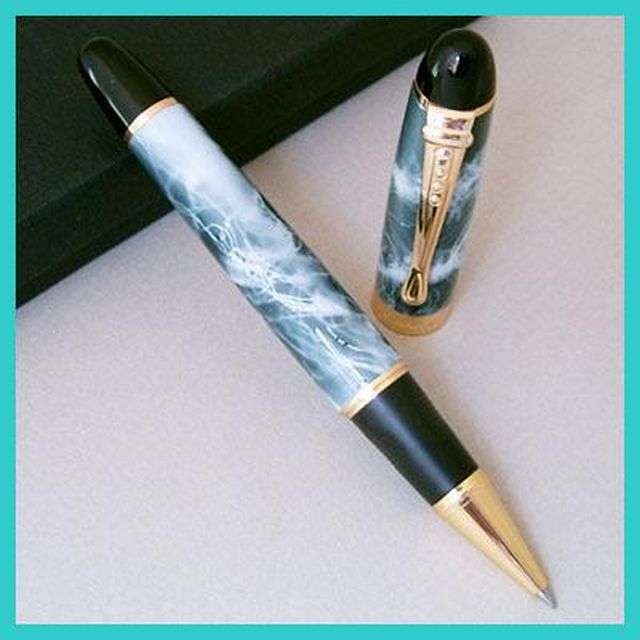 BRAND NEW JINHAO MARBLE GOLD TRIM ROLLERBALL PEN (BY PICASSO DISTRIBUTORS)