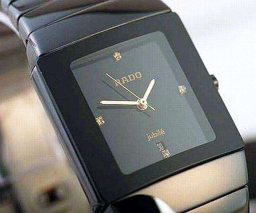 RADO HIGH-TECH CERAMIC GENTS BLACK 4 DIAMOND FACE DATE QUARTZ WATCH