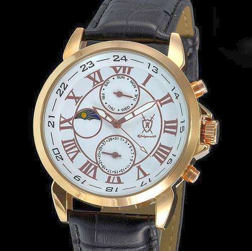 BRAND VEW AUTHENTIC KONIGSWERK Gryphos ROSE GOLD WHITE FACE DAY DATE MOON PHASE QUARTZ
