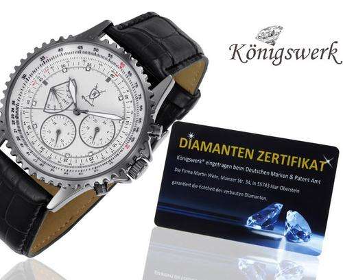 AUTHENTIC BRAND NEW KONIGSWERK Pluto GUN METAL Leather Geniune Diamonds (With Diamond Cert.)