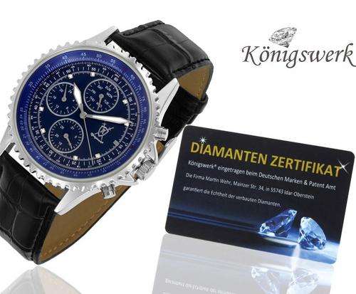 SPECIAL XMAS LISTING-  GENIUNE DIAMOND BRAND NEW AUTHENTIC KONIGSWERK Blue Skirion leatherQUARTZ
