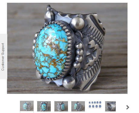 Antique Delbert Gordon Mountain Turquoise Stone Ring 925 Sterling Silver Vintage Tribal Gipsy Boho F