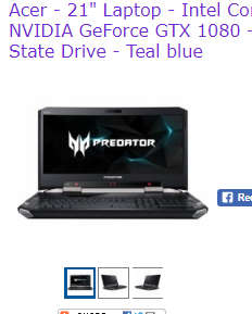 Save R3300; Acer - 21" Laptop - Intel Core i7 - 64GB Memory - 2 x NVIDIA GeForce GTX 1080 - 1TB Hard