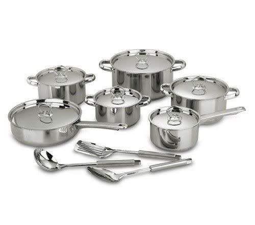 15 Piece Stainless Steel heavy bottom Pots