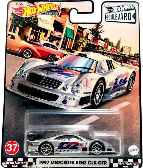 Hotwheels Premium Real Rider - 1997 Mercedes-Benx CLK-GTR - Silver - Boulevard #37
