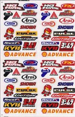 Dirt bike decal sticker sheet