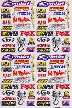 Dirt bike, pit bike, helmet decal sticker sheet