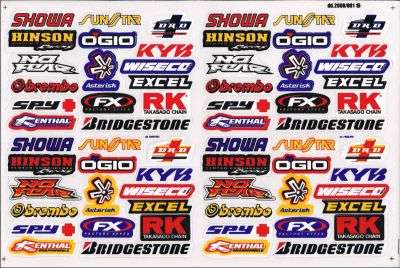 Dirt bike, pit bike, helmet decal sticker sheet