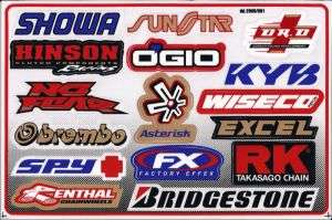 Dirt bike, pit bike, helmet decal sticker sheet