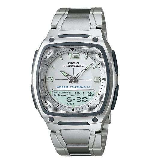MEN'S CASIO - ANA - DIGI , 30 PAGE DATA BANK , WATER RESISTANT , 3 ALARMS , WORLD TIME