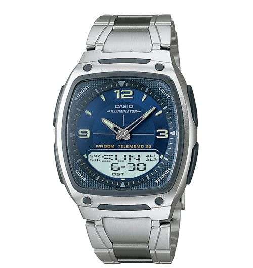 MEN'S CASIO - ANA - DIGI , 30 PAGE DATA BANK , WATER RESISTANT , 3 ALARMS , WORLD TIME