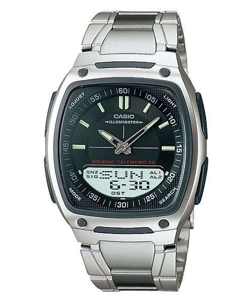 MEN'S CASIO - ANA - DIGI , 30 PAGE DATA BANK , WATER RESISTANT , 3 ALARMS , WORLD TIME