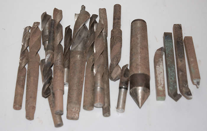 Job lot large drills and lathe tools