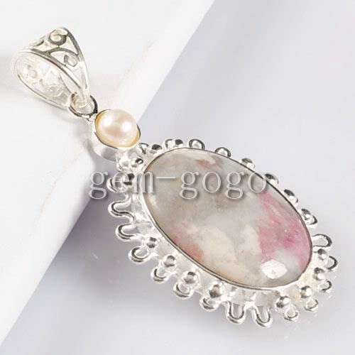 Tourmaline and pearl pendant in silver