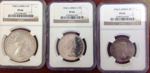 1956 5 SHILLING PF 66 / 1956 2.5 SHILLING PF 65 / 1956 2 SHILLING PF 65