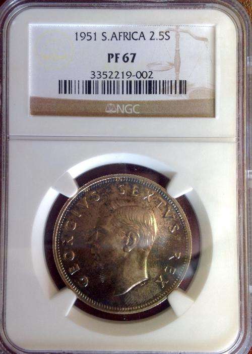 1951 SA 2.5 SHILLING PF 67
