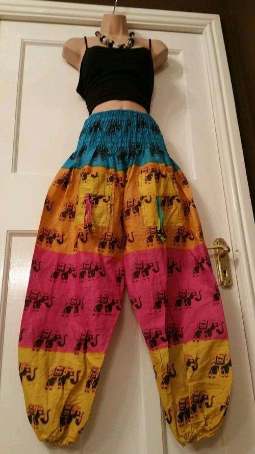 TROUSERS cotton baggy pants printed yoga dance hippy boho harem pilates freesize