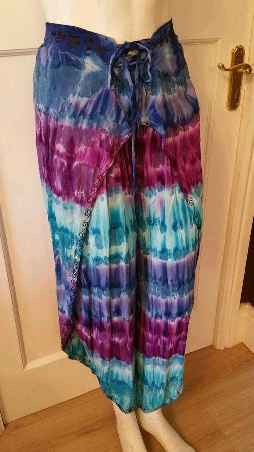 Tie dye unique yoga hippy harem summer beach vibrant colour pants trouser 10-14 from India