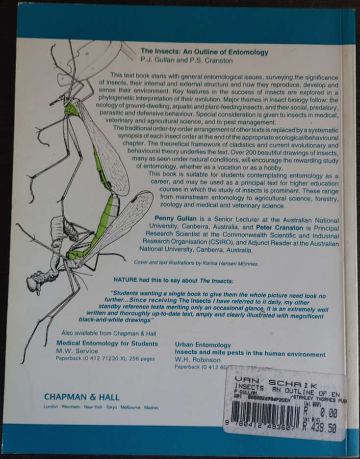 The Insects an Outline of Entomology by P.J. Gullan and P.S. Cranston - SOFT COVER