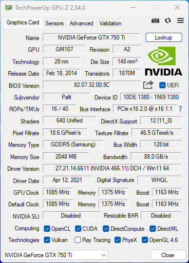NVIDIA GeForce GTX 75Oti 128bit GDDR5 Graphics Card - Directx 12 CUDA OpenGL 4.6 Blender 3D Modeling