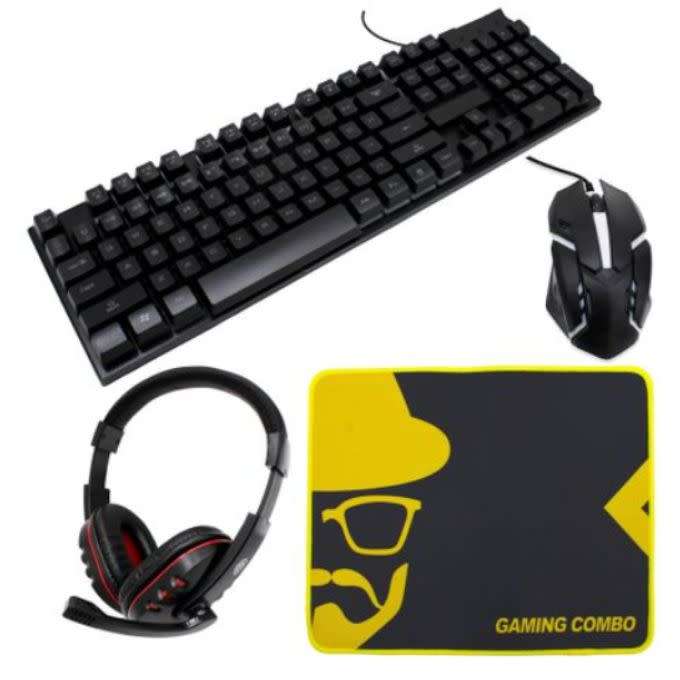 4 in 1 Andowl  Gaming Mouse Keyboard Headphones & Mouse Pad