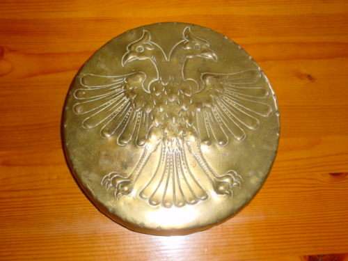 Rare Russian or Austro-Hungarian Brass Hanging Wall Plate