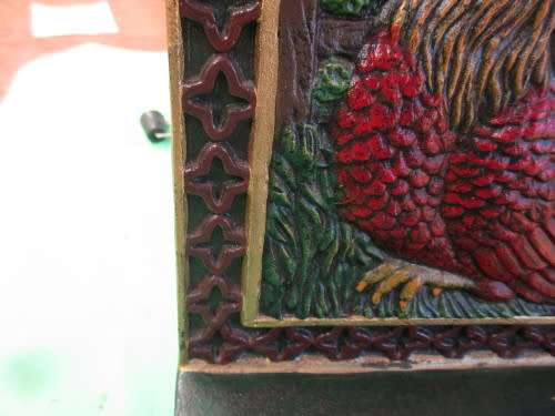 BEAUTIFUL COLOURFUL ENAMEL ROOSTER BOOK-STAND - RARE!!!