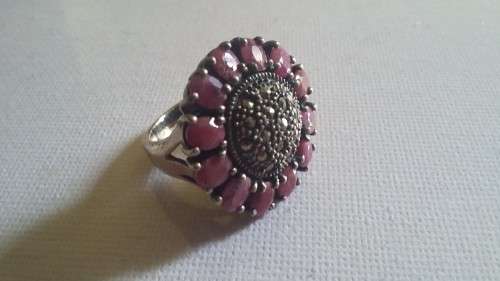 SILVER MARCASITE OPALINE STONE RING ?