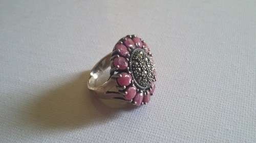 SILVER MARCASITE OPALINE STONE RING ?
