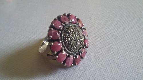 SILVER MARCASITE OPALINE STONE RING ?