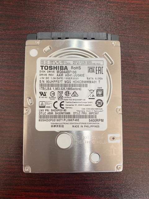 TOSHIBA 1TB HDD - LAPTOP COMPATIBLE