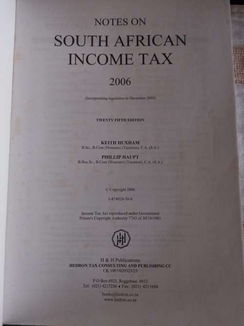 Notes on South African Income Tax - 2006 - Phillip Haupt