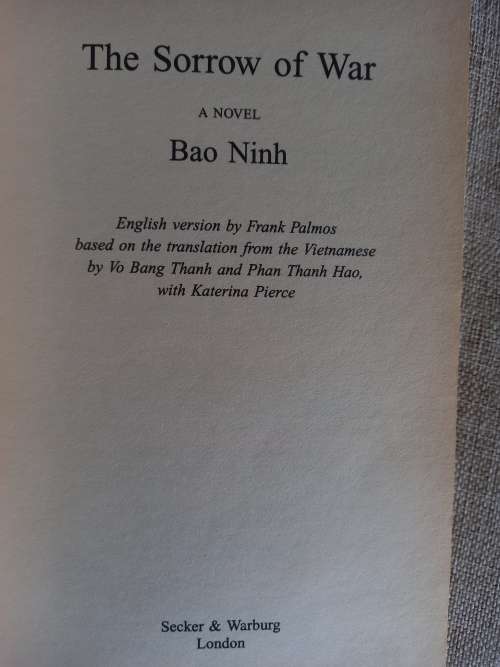The Sorrow of War - the award winning novel from North Vietnam - Bao Ninh