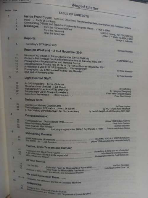 Winged Chatter - The Special Air Service Regimental Association of Southern Africa - 2002 / 2003