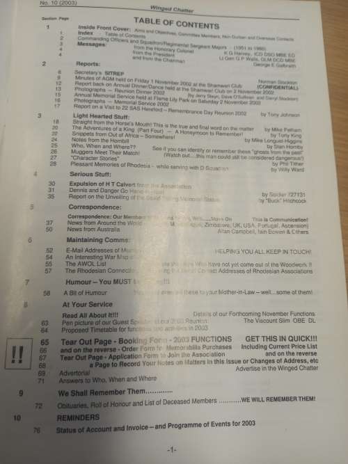 Winged Chatter - The Special Air Service Regimental Association of Southern Africa - 2002 / 2003