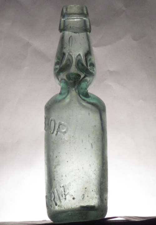 ANTIQUE DE HOOP PRETORIA  CODD BOTTLE WITH GREEN MARBLE