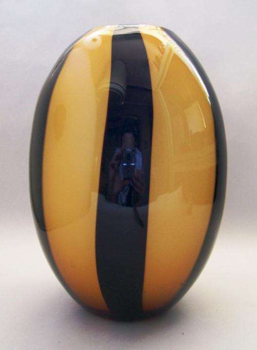 Vintage Vase over Lay Hand Blown. Thick Glass, Pontil Ground Out.