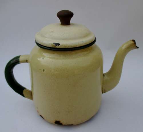 VINTAGE ENAMEL TEA POT