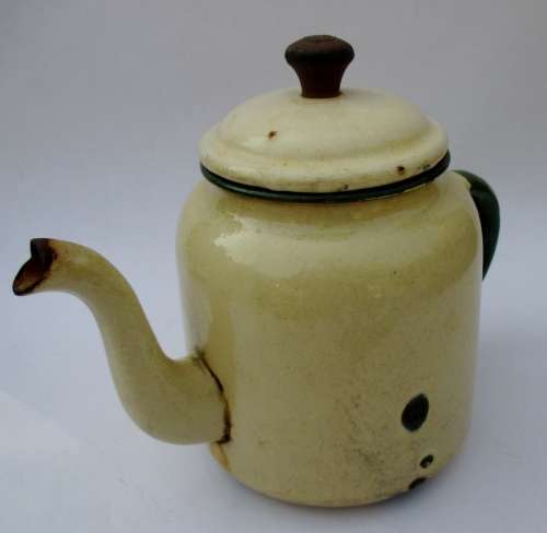 VINTAGE ENAMEL TEA POT
