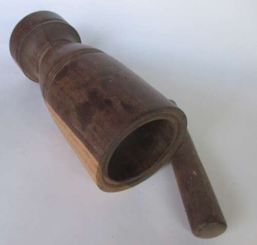 VINTAGE WOODEN MORTAR AND PESTLE