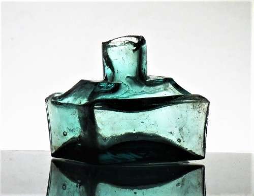 ANTIQUE TEAL BOAT INK BOTTLE