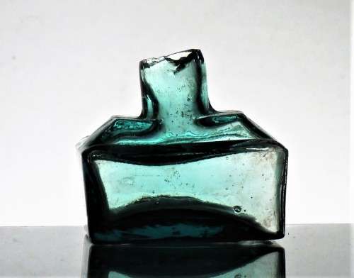 ANTIQUE TEAL BOAT INK BOTTLE